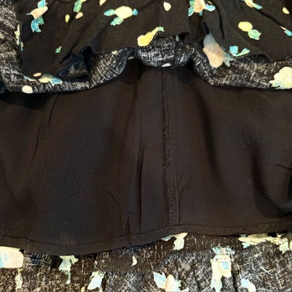 Free People Like A Lady Black Mini Dress Lemon Slice Tie Back Buttons Size XS - Picture 10 of 15